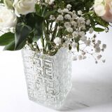 Vintage Clear Pressed Glass Vase Taalari by Tamara Aladin / Finland / 1969