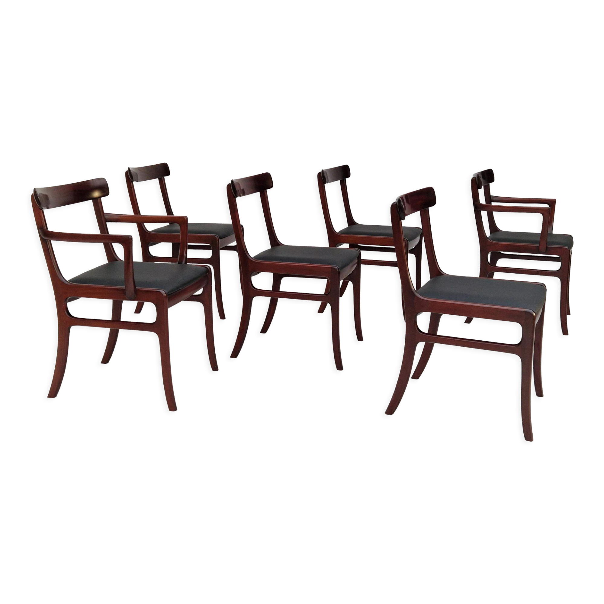 Danish design by Ole Wanscher, set of dining chairs 70s,