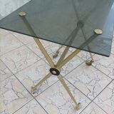 Vintage serving tray in brass and smoked glass 1960