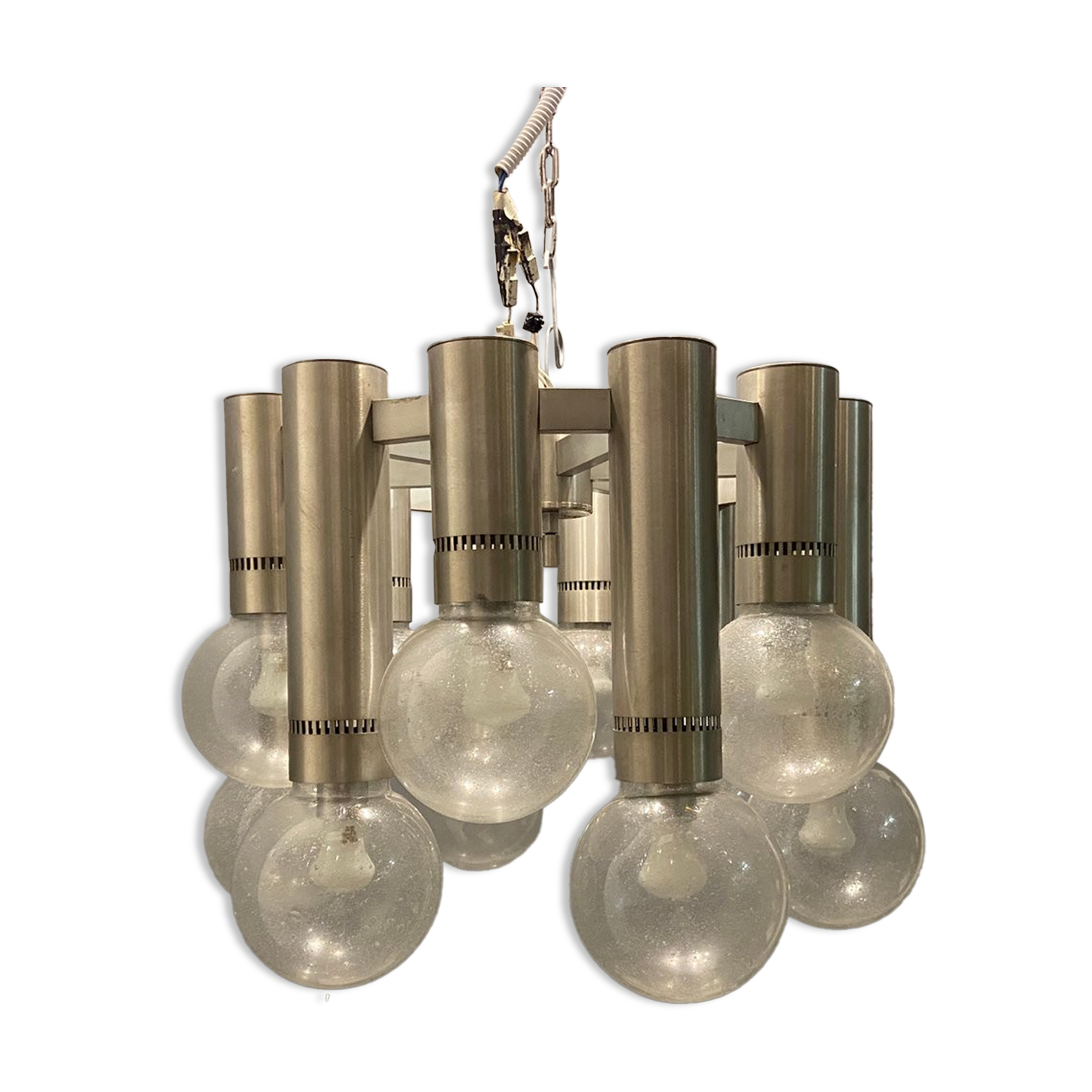 Mid-century chrome murano glass pendant
