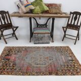 3x6 Shades Of Red & Black Handmade Wool Classic Vintage Rug, 100x179Cm