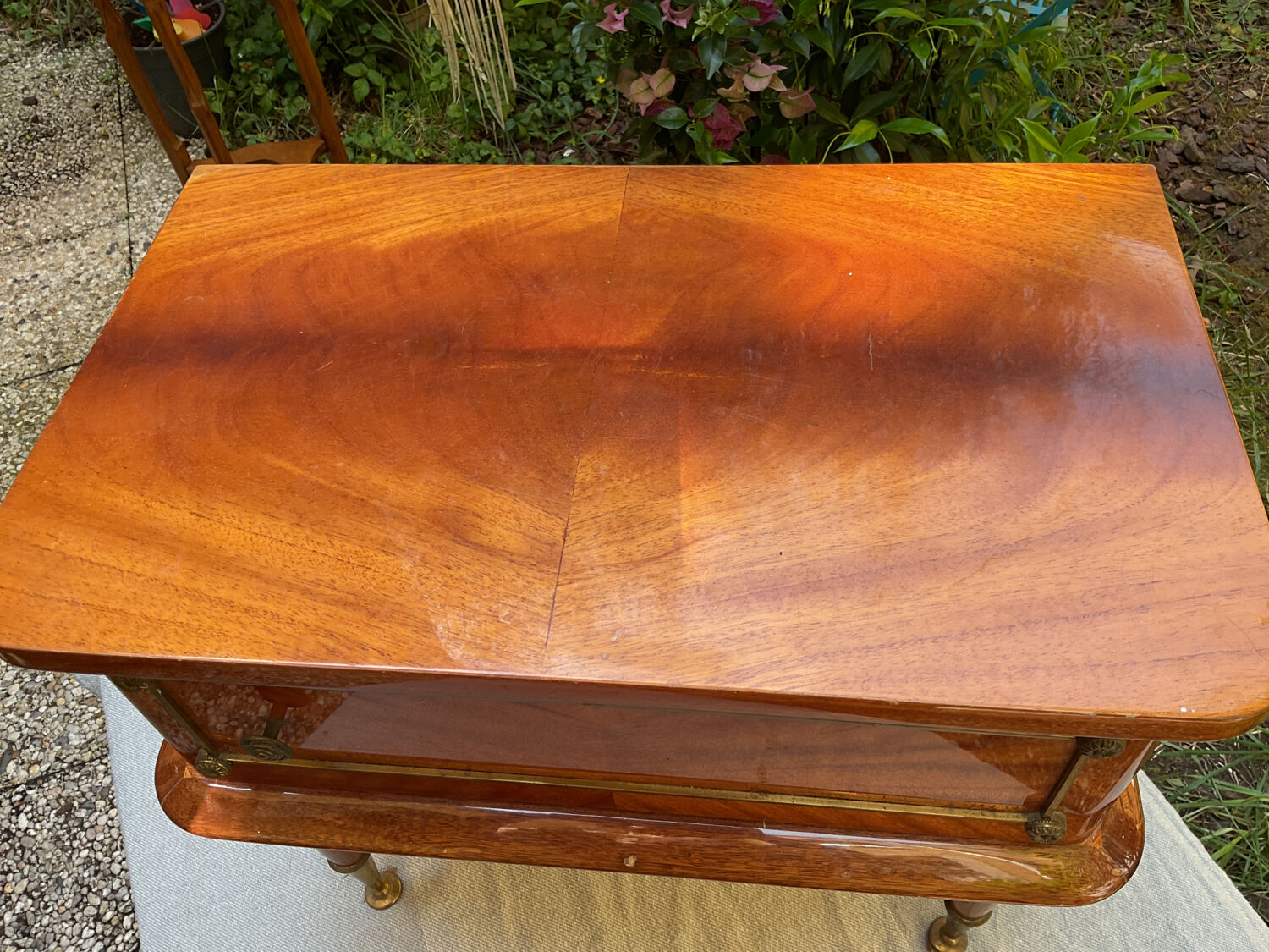 Table de nuit bois vernis vintage