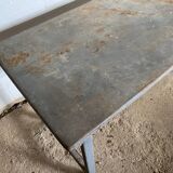 Vintage industrial gray metal dining table 1950