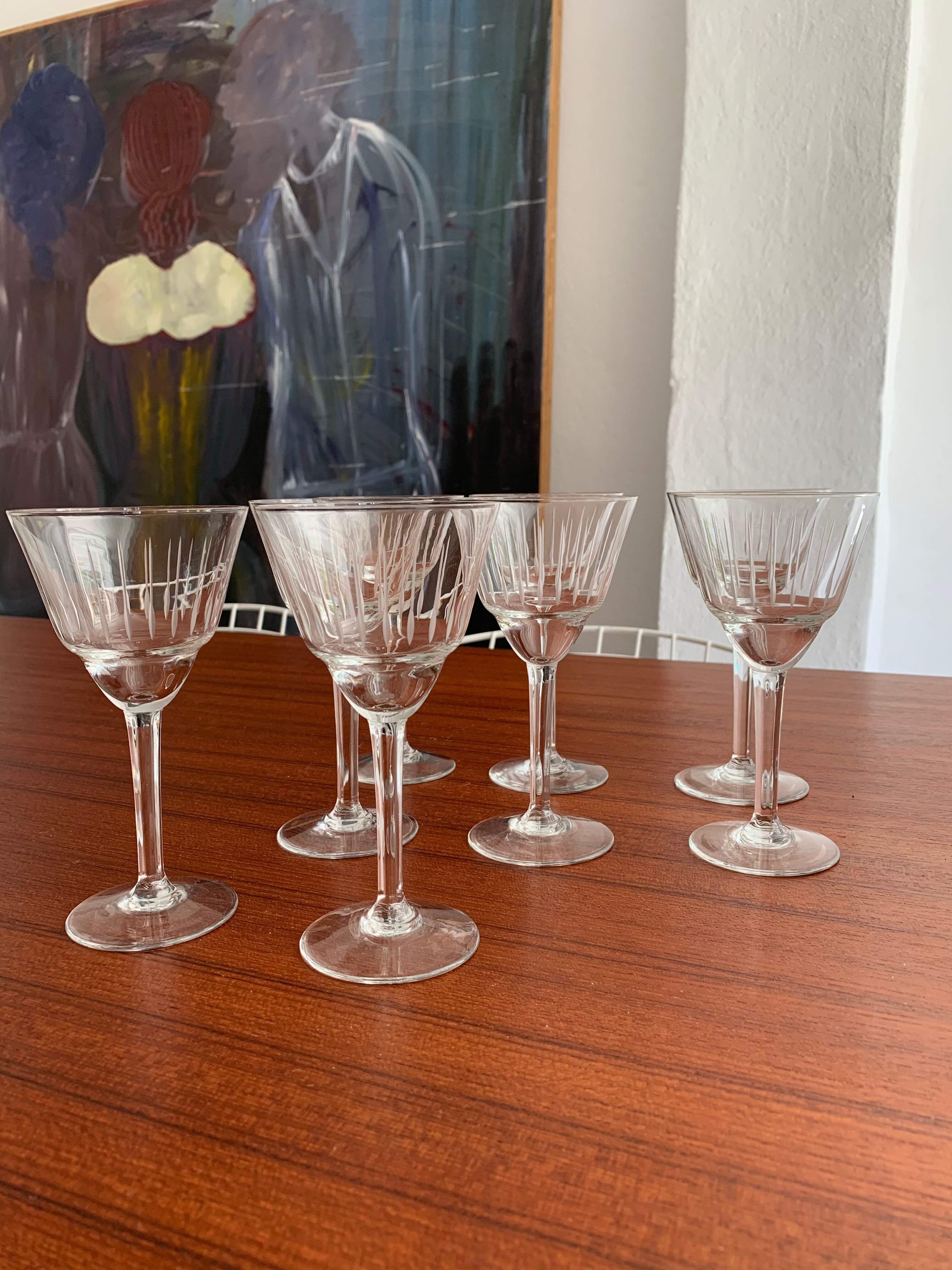 Service 8 glasses of crystal wine art deco