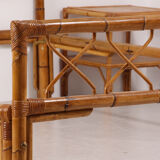 Bed 140 rattan and 2 vintage bedside tables