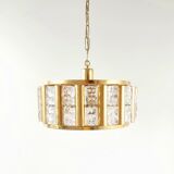 Mid-Century Scandinavian Glass & Brass Chandelier by Carl Fagerlund for Lyfa & Orrefors, 1960s