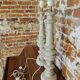 Pair of patinated beige wooden lamp bases – 60 cm – shabby chic style