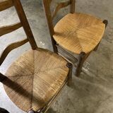 4 Charles Dudouyt style wooden and straw chairs