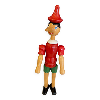 Ancien pinocchio articulé en bois jouet antique pantin articulé