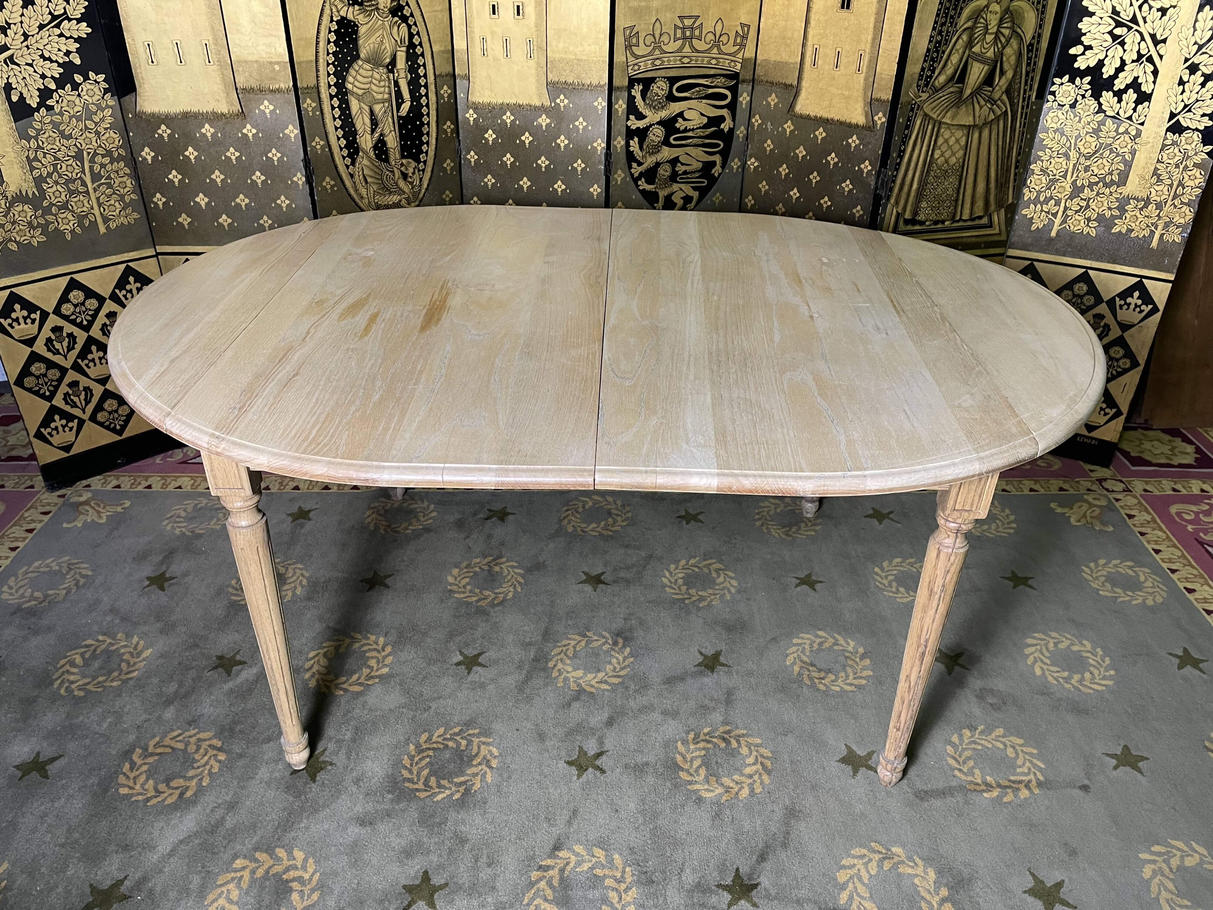 Louis XVI style dining table solid oak with 2 extensions