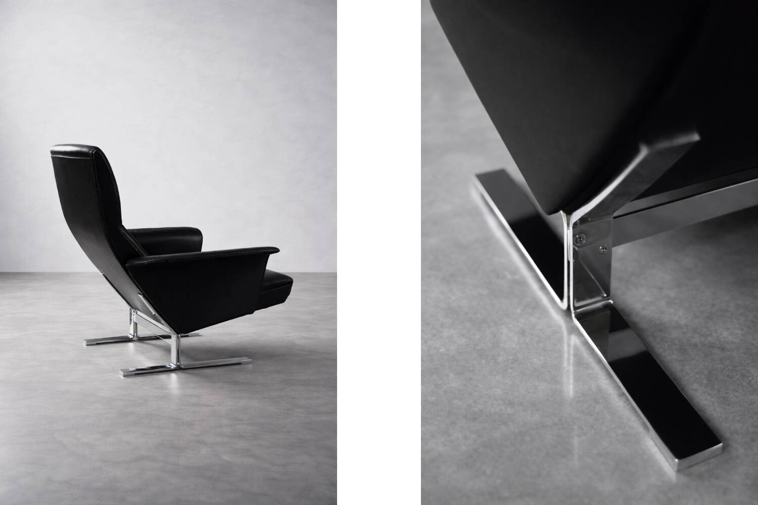 Vintage Mid-Century Modern Danish Black Leather Lounge Chair by Georg Thams