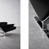 Vintage Mid-Century Modern Danish Black Leather Lounge Chair by Georg Thams