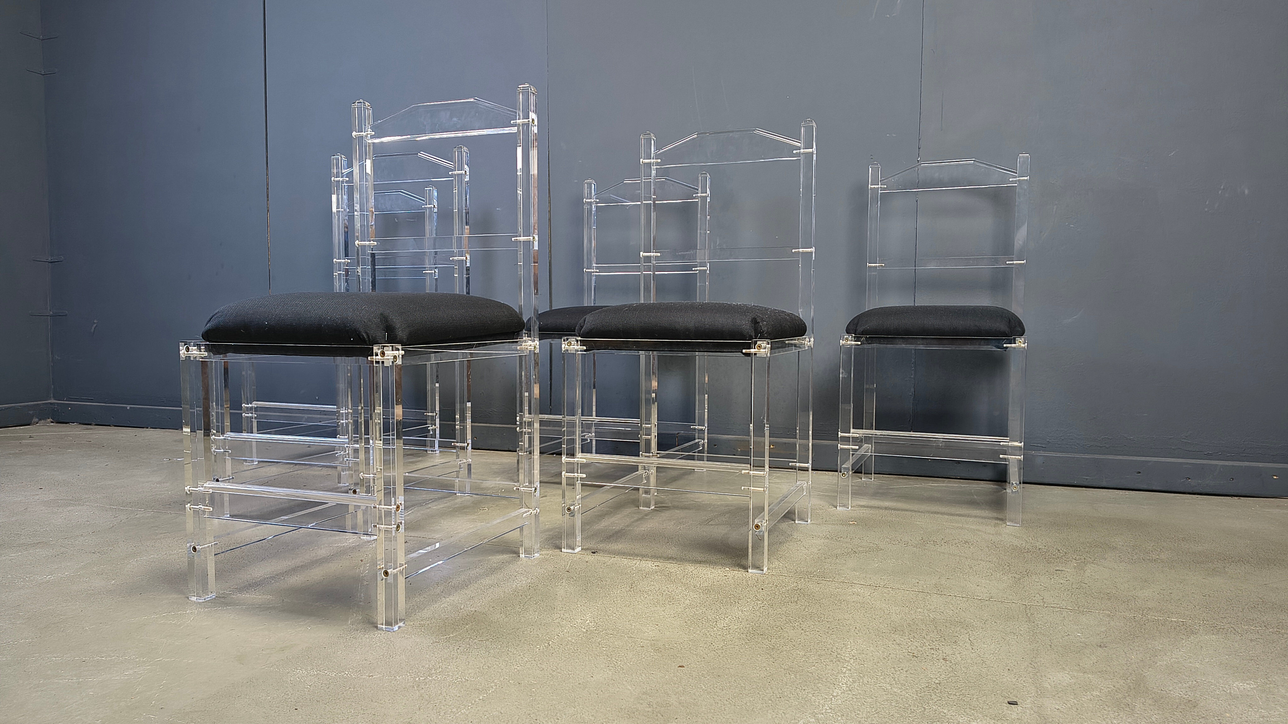 Lucite or plexi dining chairs, 1970s - set of 6