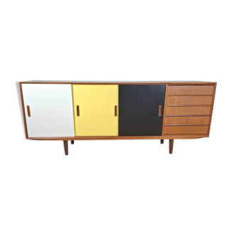 Vintage sideboard with coloured doors – Mid-century modern design, 1960s