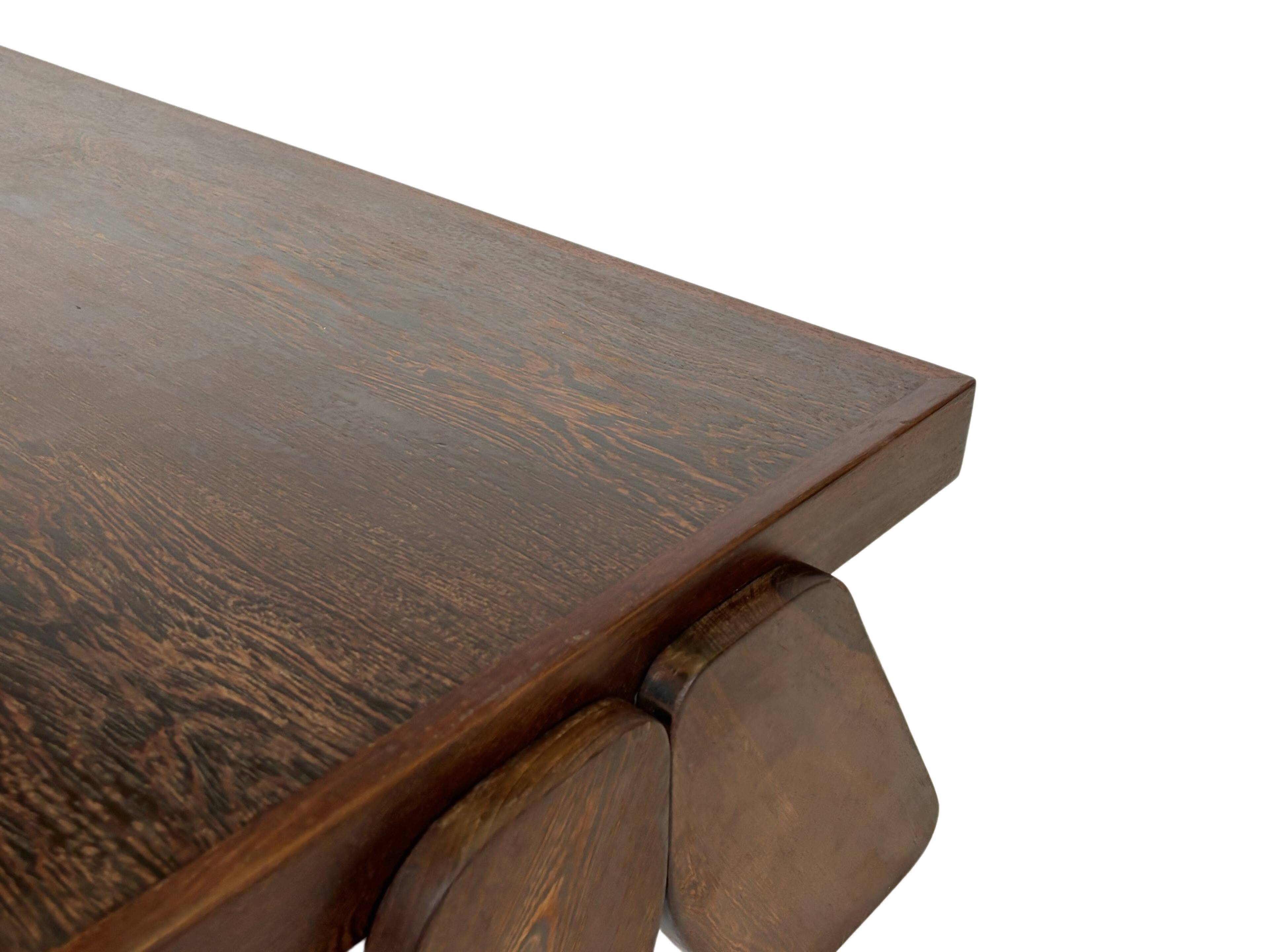 Vintage Coffee Table Wengé Brutalist Postmodern 70's Design