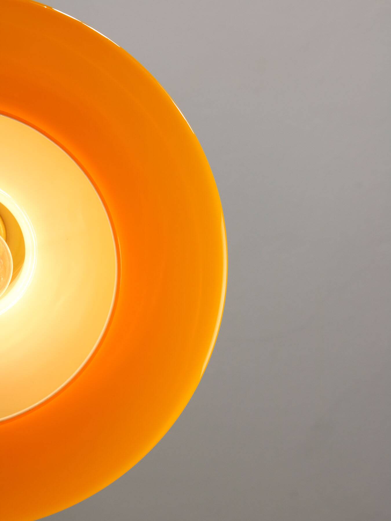 Mid-Century Italian Yellow Glass and Brass Pendant Lamp