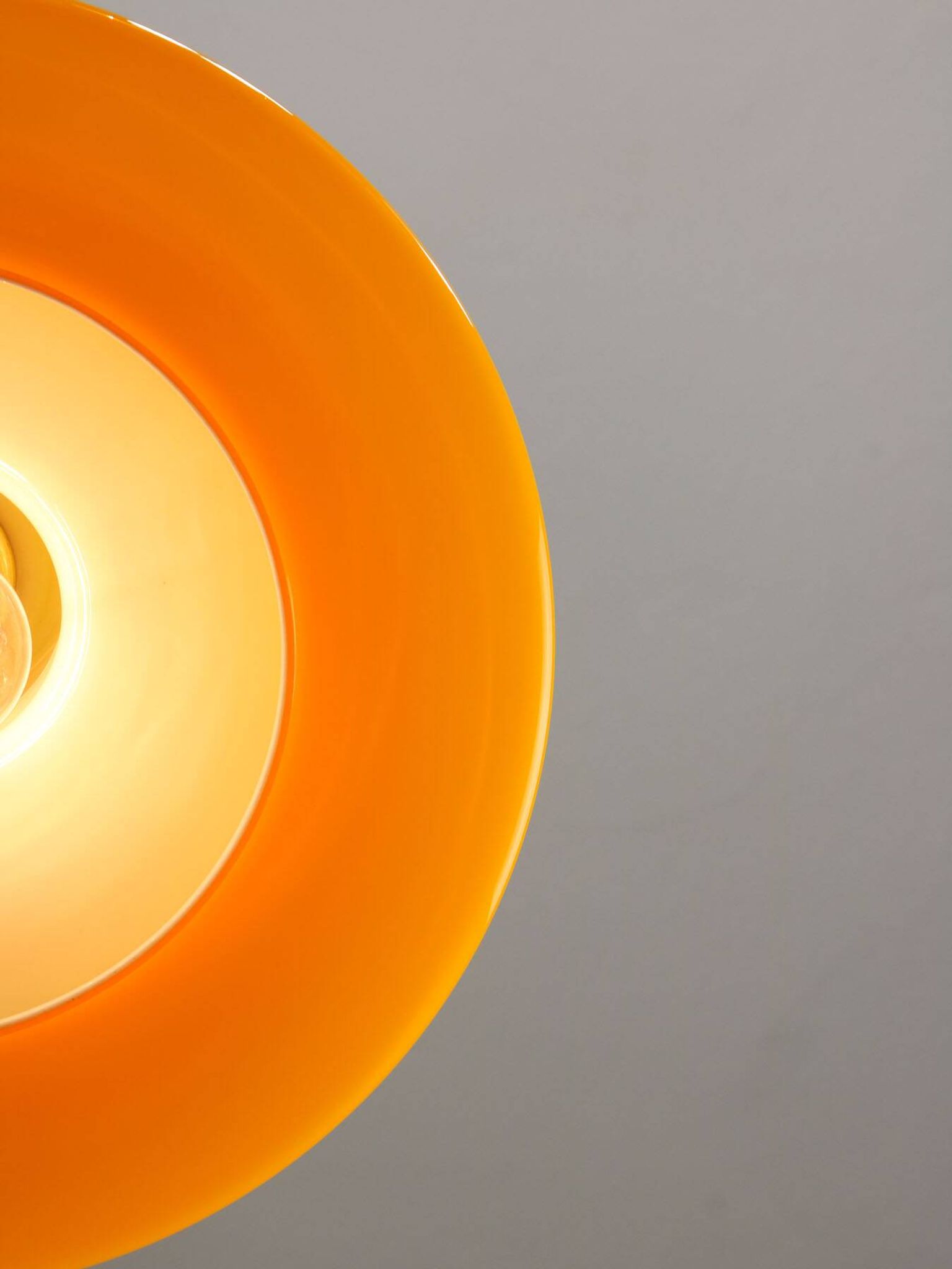 Mid-Century Italian Yellow Glass and Brass Pendant Lamp