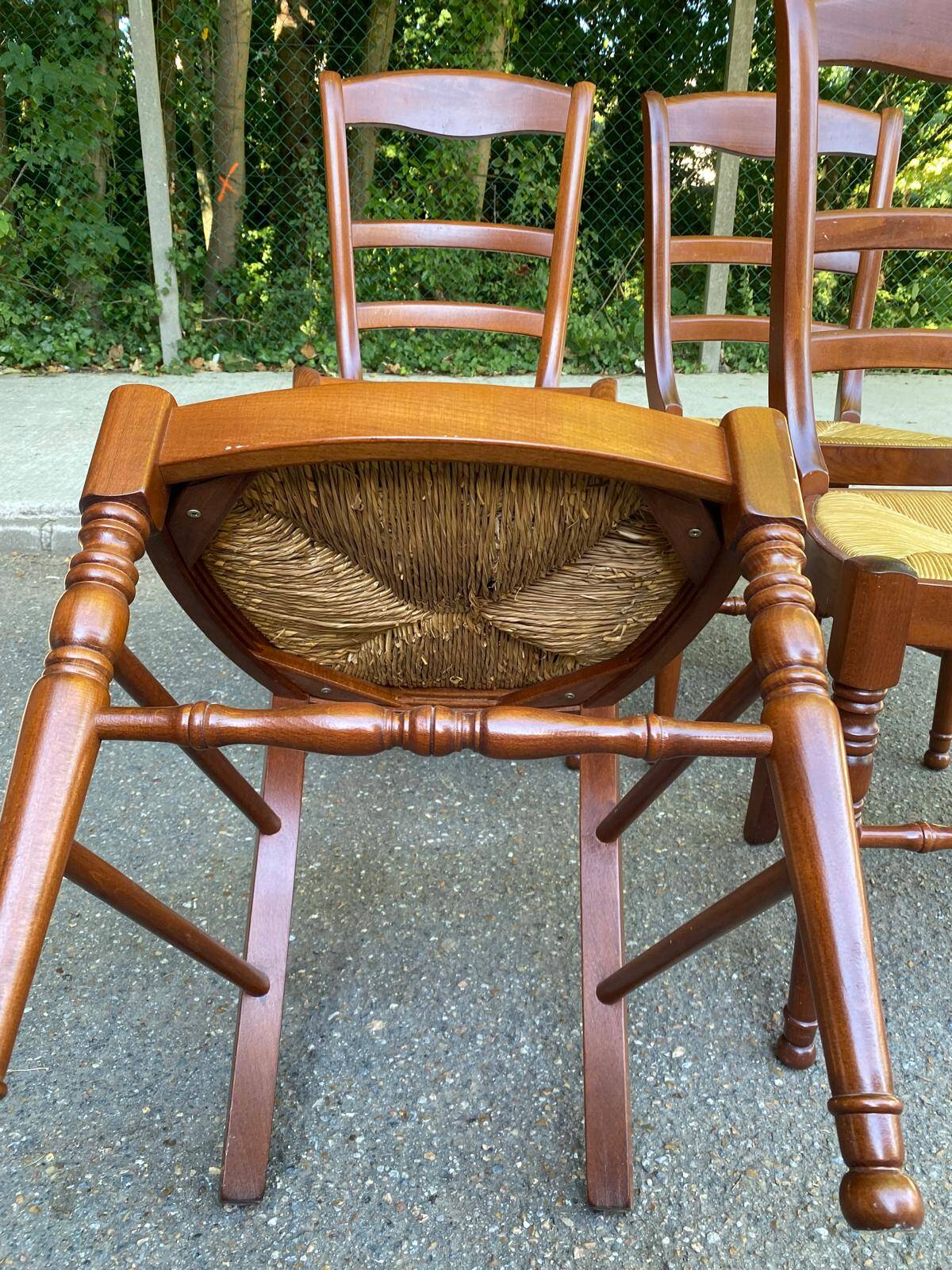 4 solid wood Louis Philippe chairs in dark cherry