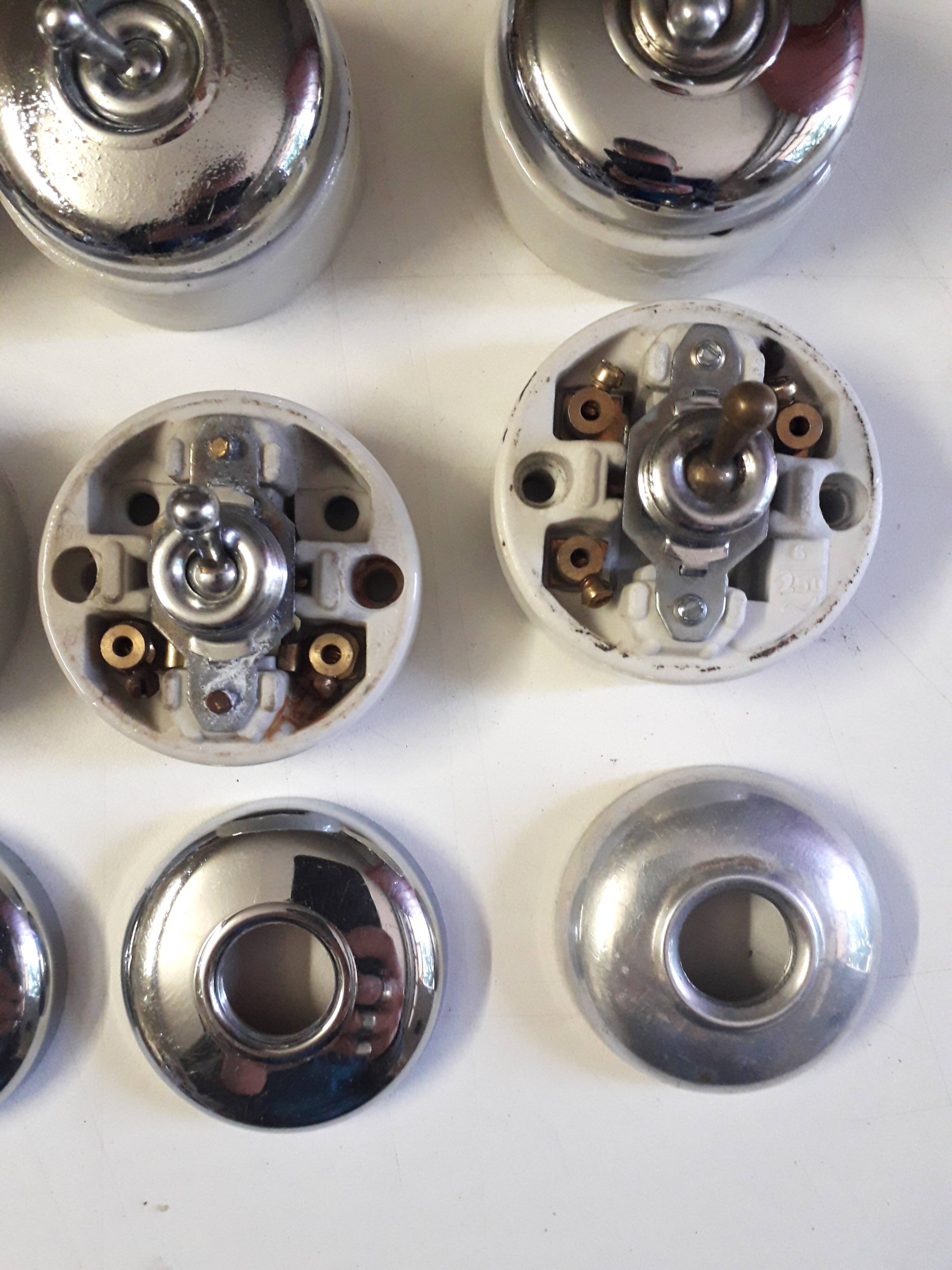 Lot of old porcelain switches and sockets
