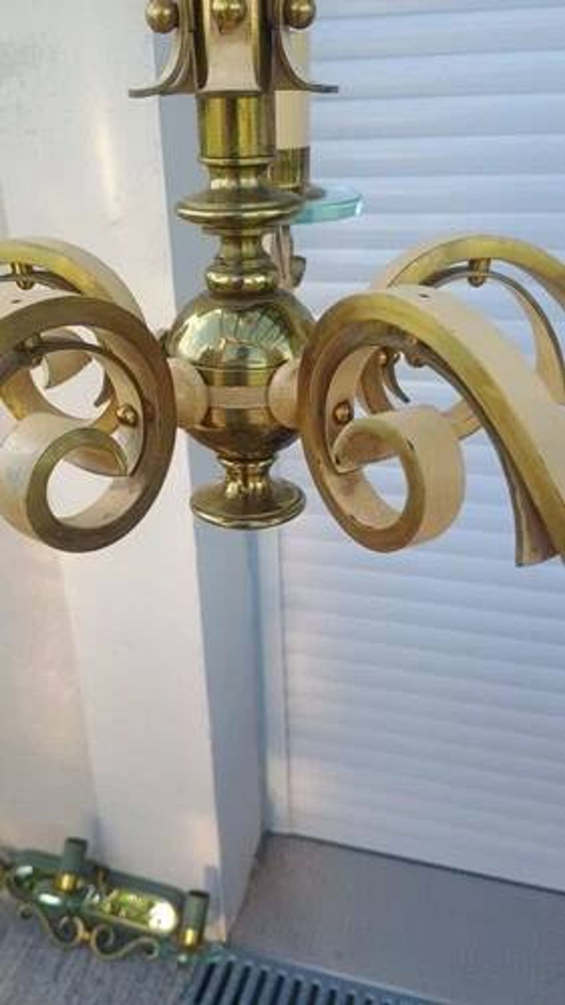 Magnificent Art Deco luminaire chandelier with 5 glass disc lights DLG SUBES ADNET LELEU