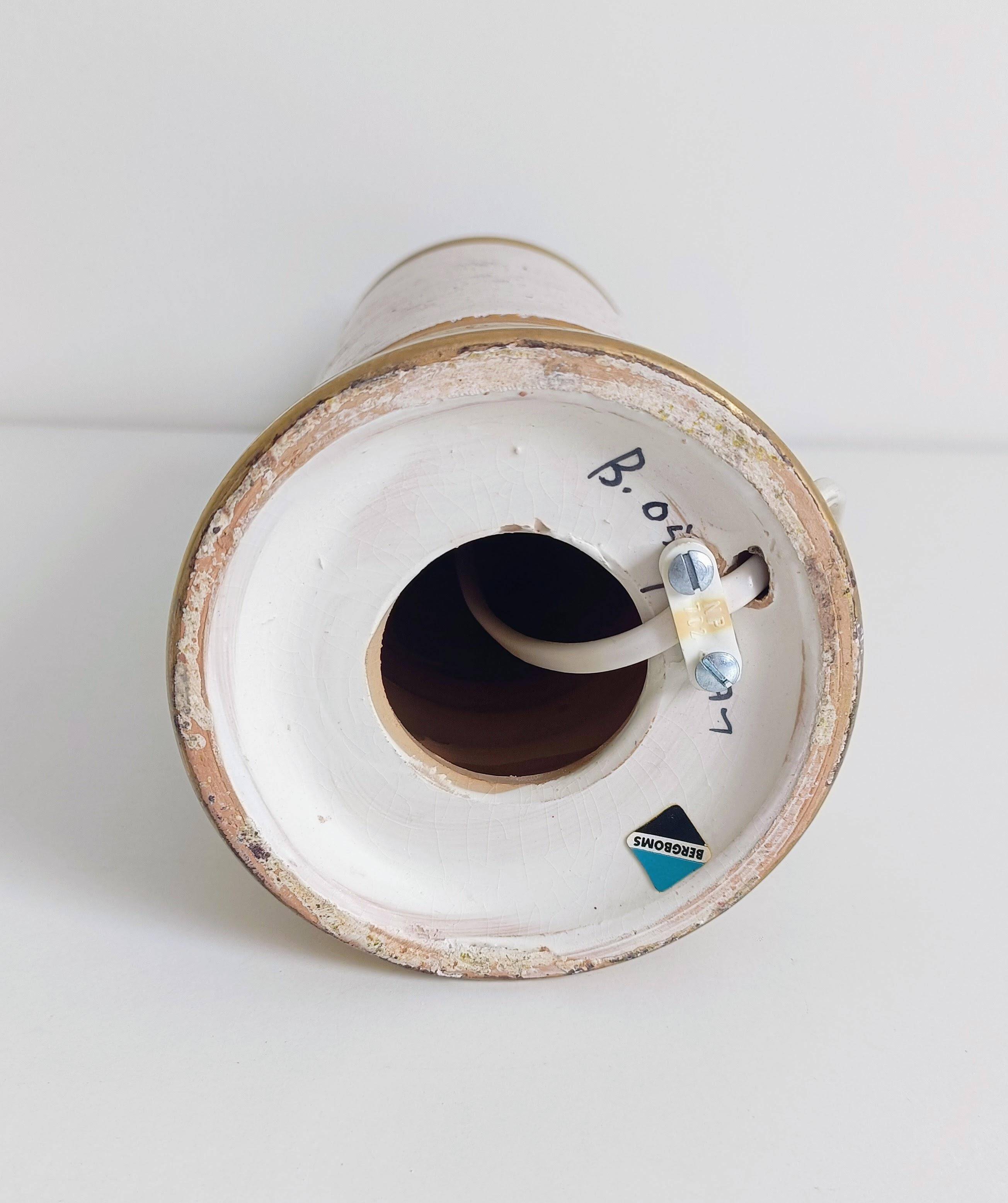 Bitossi Ceramic Table Lamp by Aldo Londi, Gold/Cream, Italy, 1970s