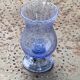 Tealight holder, lavender blue blown glass candle holder from biot glassworks,