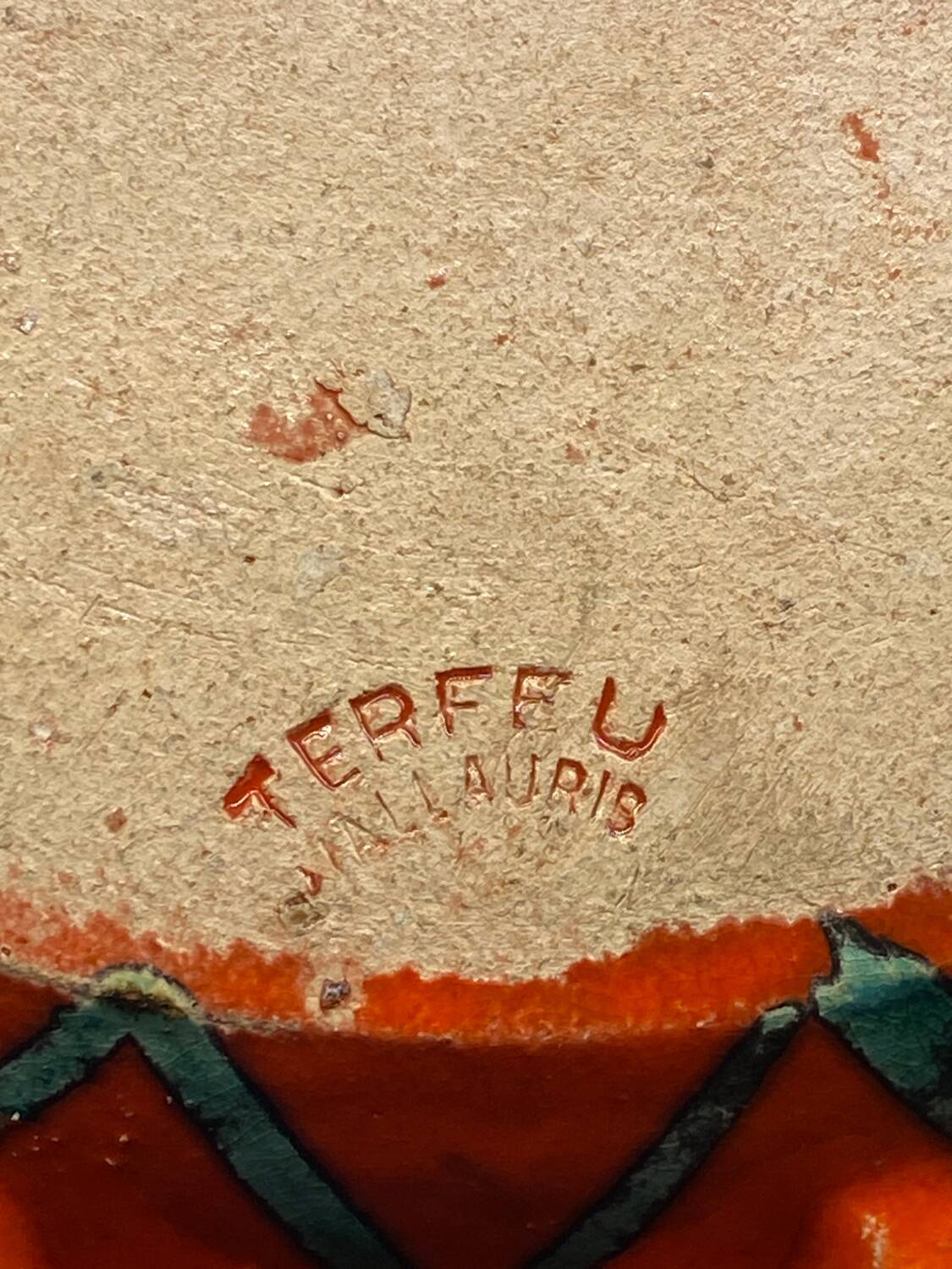 Enamelled ceramic dish, terfer, vallauris, vintage