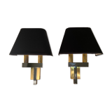 Pair of brass and chrome sconces