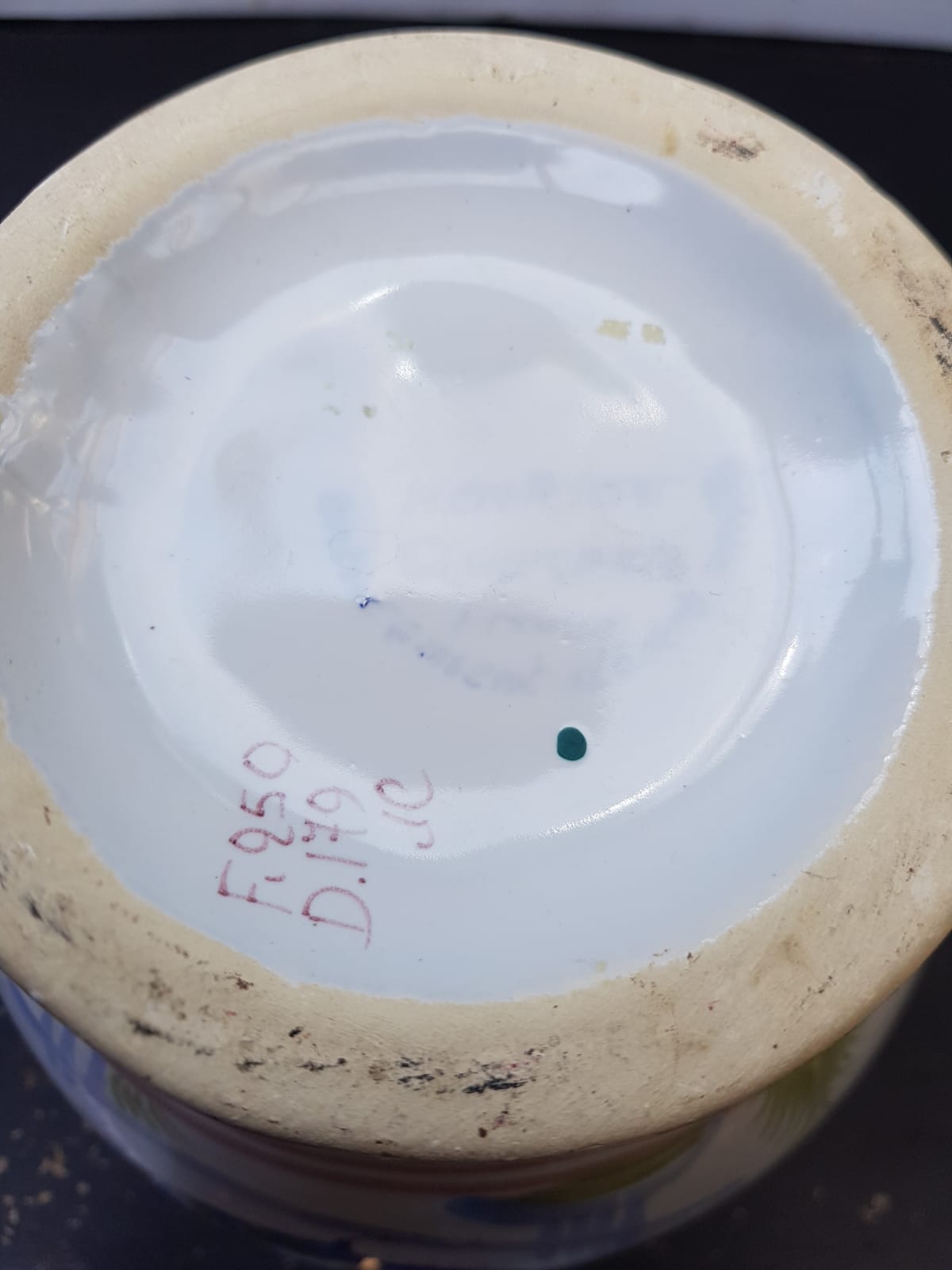 Old vase quimper henriot ceramic white décor blue rooster vintage