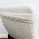 Pair of white boucle gfm 64 high back armchairs by edmund homa, 1960s