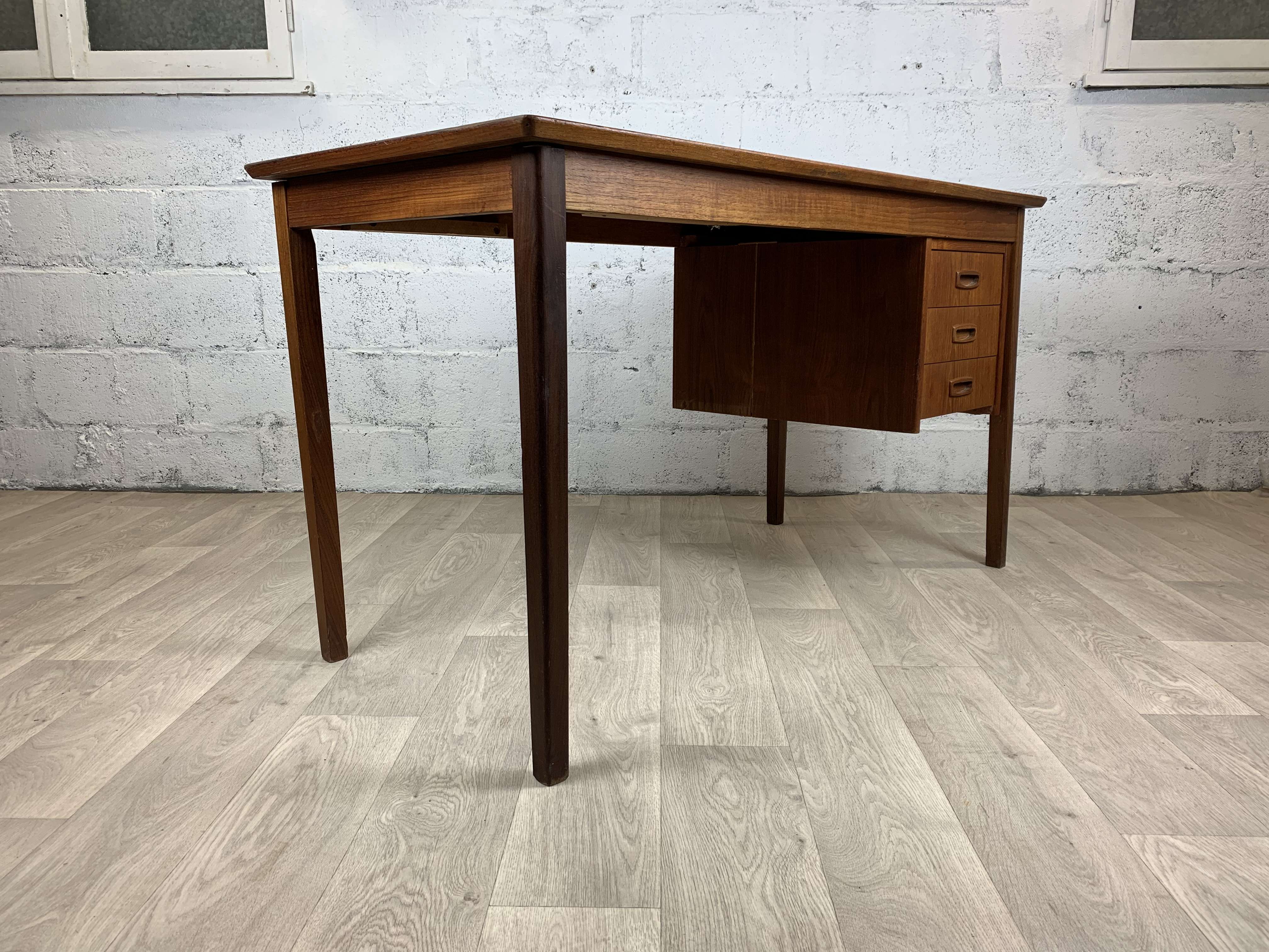 Scandinavian double-sided vintage teak desk, 60s