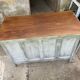 Children's desk in wood, patinated gray