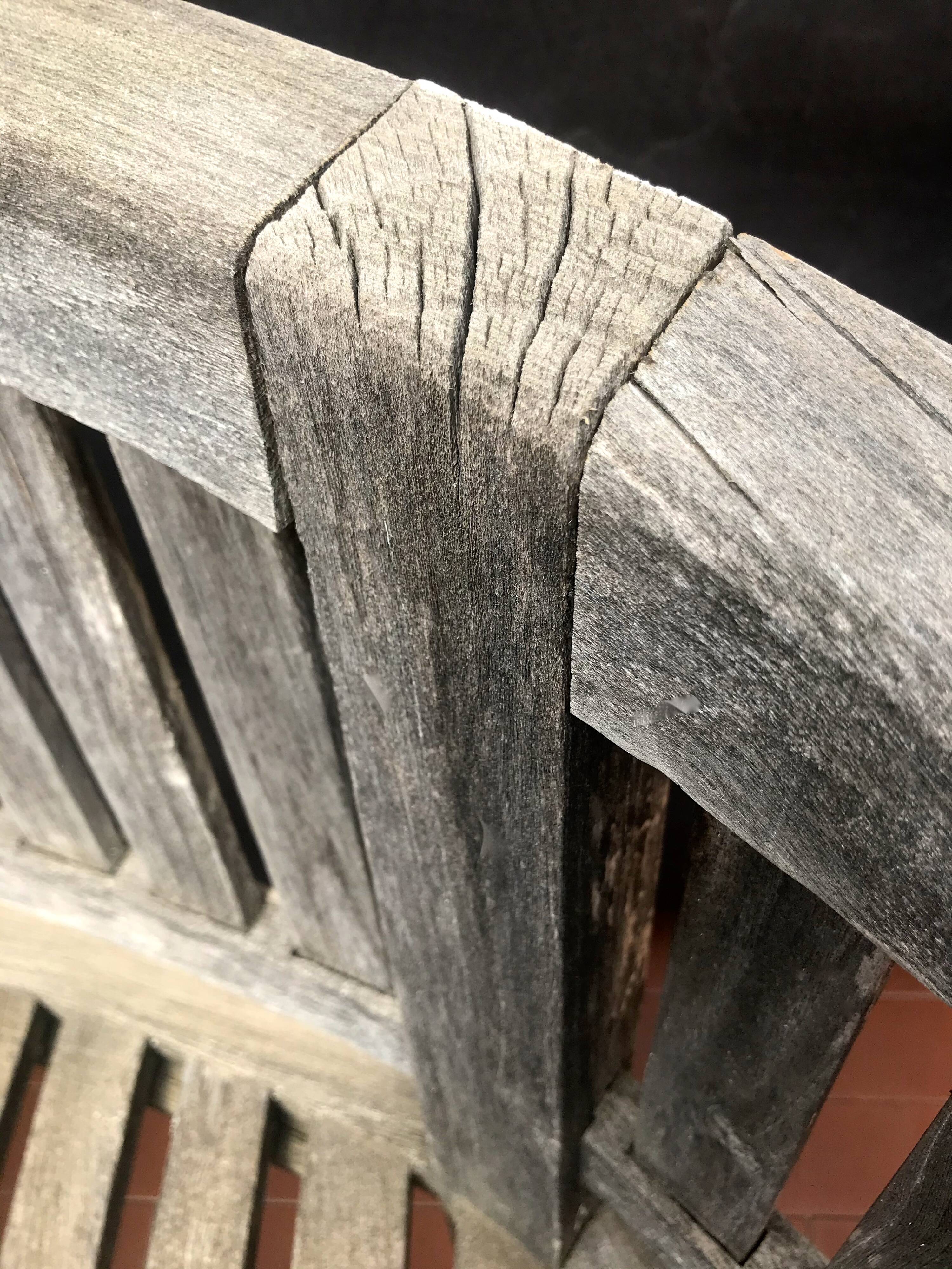 oval garden bench vintage solid teak "franck west" rare curved shape