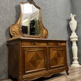 Superb Louis XV style chest of drawers with psyche doors in walnut marquetry circa 1880