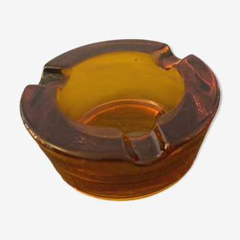 Amber glass ashtray
