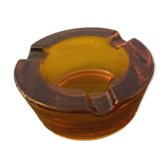 Amber glass ashtray