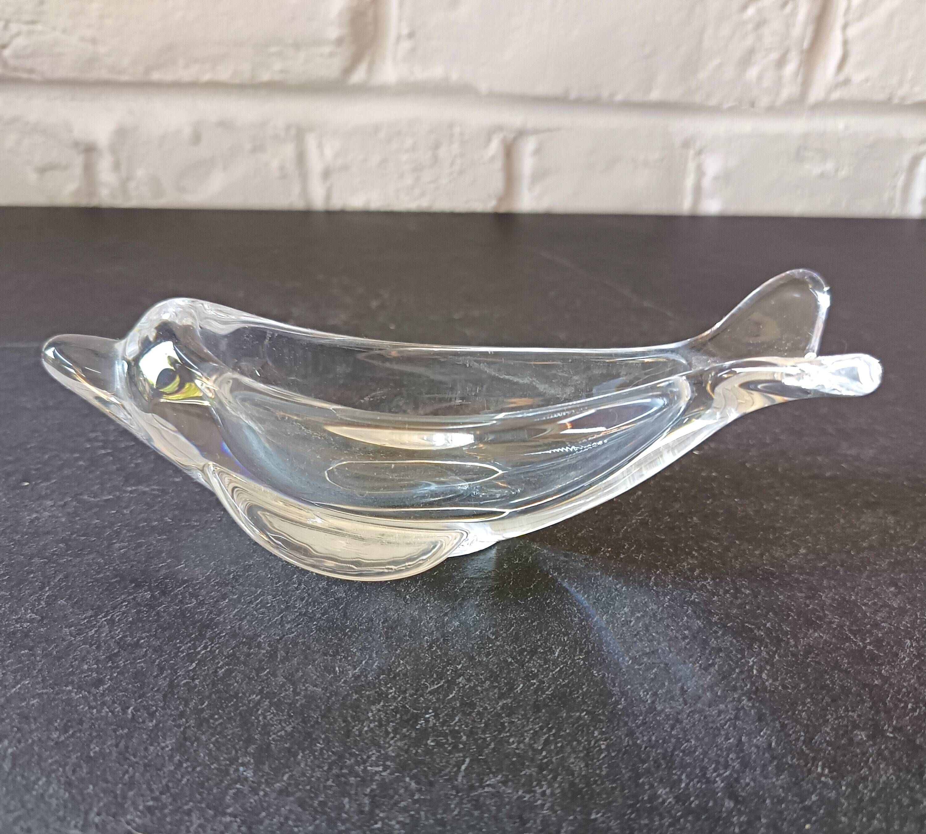 Set of 2 Empty Pockets, Dolphin Fish Glass Jars, Vannes Crystal