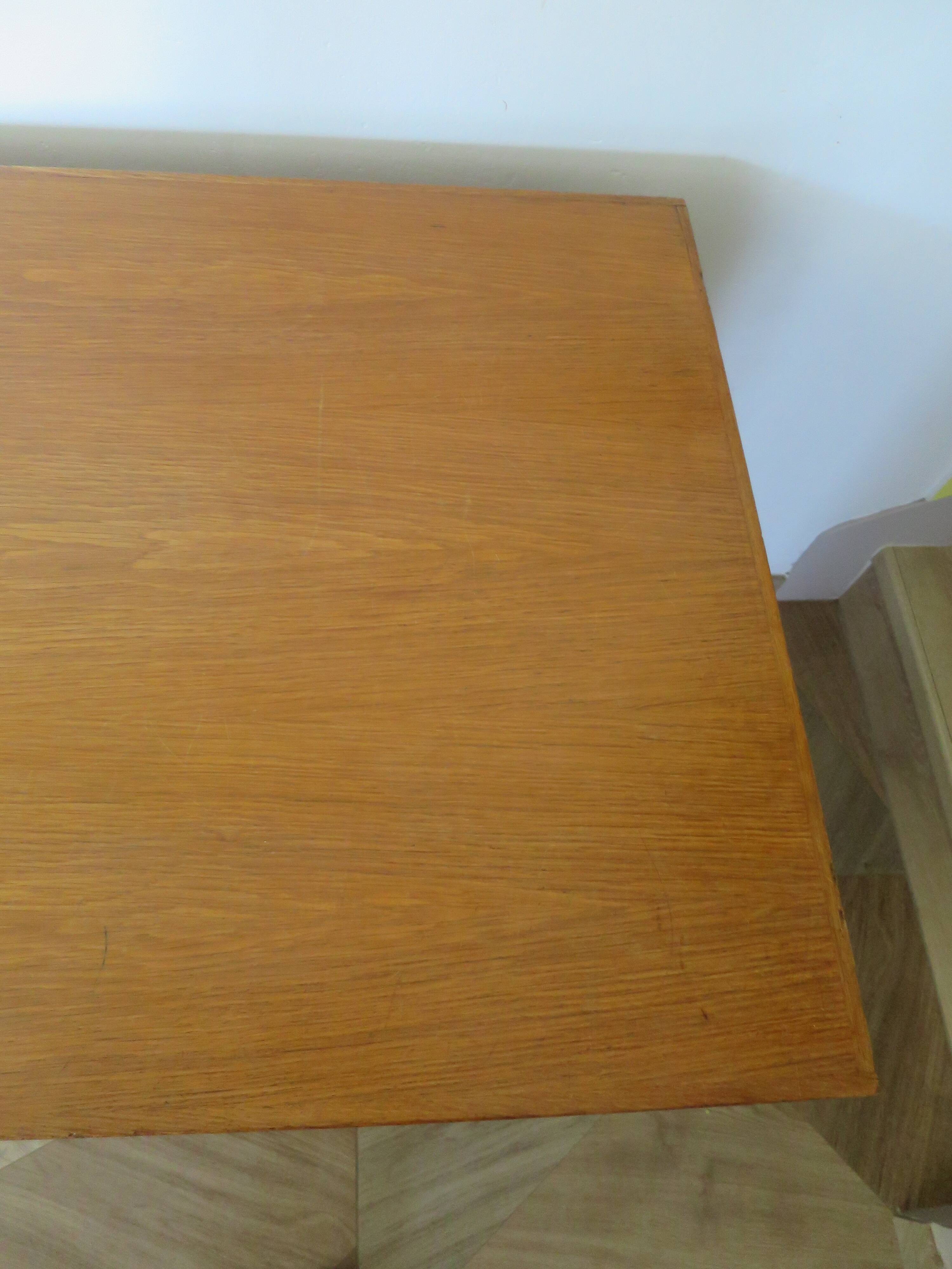 Vintage modernist desk - 5 drawers - shelf - 1950s - closure mechanism