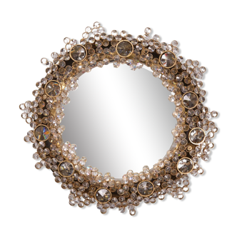 Palwa Crystal Back lid mirror, Hollywood Regency 1970s