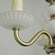 Chandelier vintage en métal doré et verre balnc