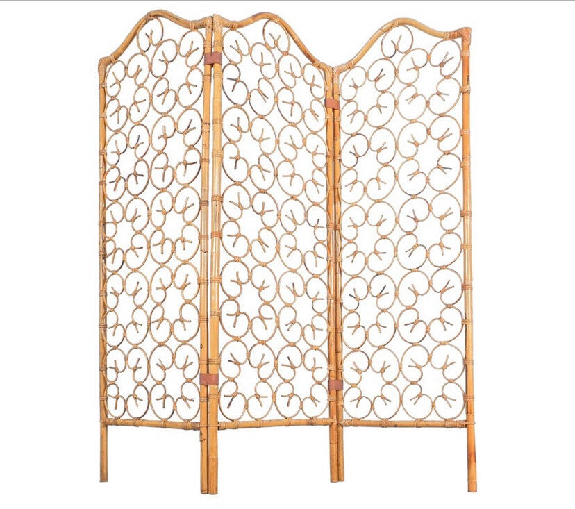 Italian vintage rattan screen from the 1960s