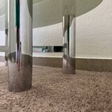 Chrome metal coffee table with smoked glass from the 70s