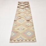 3x10 Pink & Cream Vintage Kilim Runner Rug, 81x306Cm