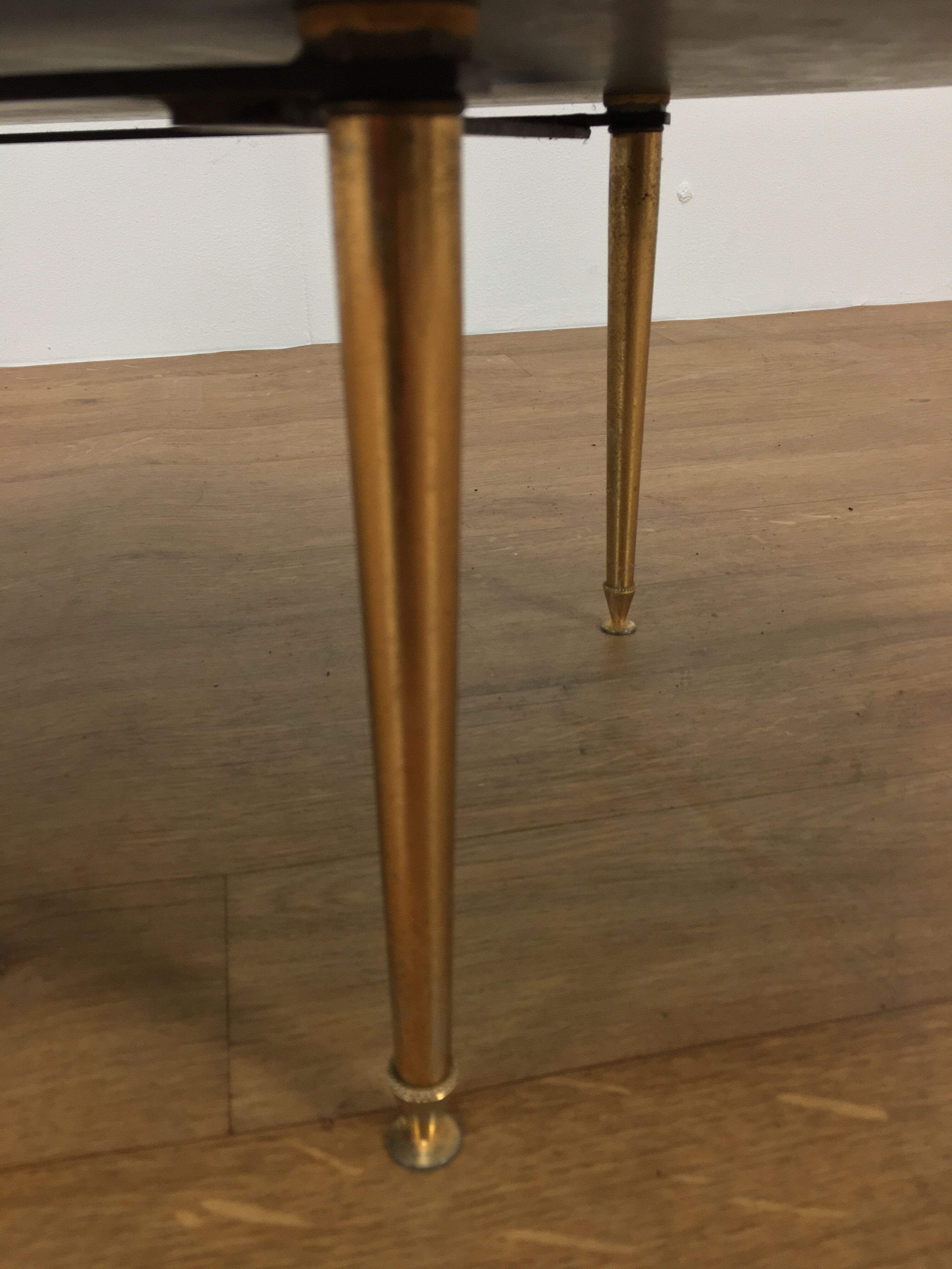 Double tray coffee table glass and gold metal 50s