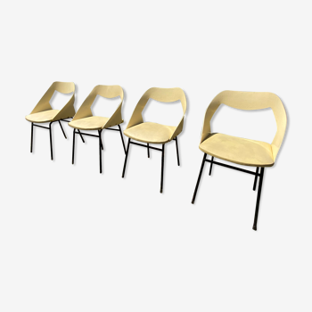Série de 4 chaises Louis Paolozzi vers 1950