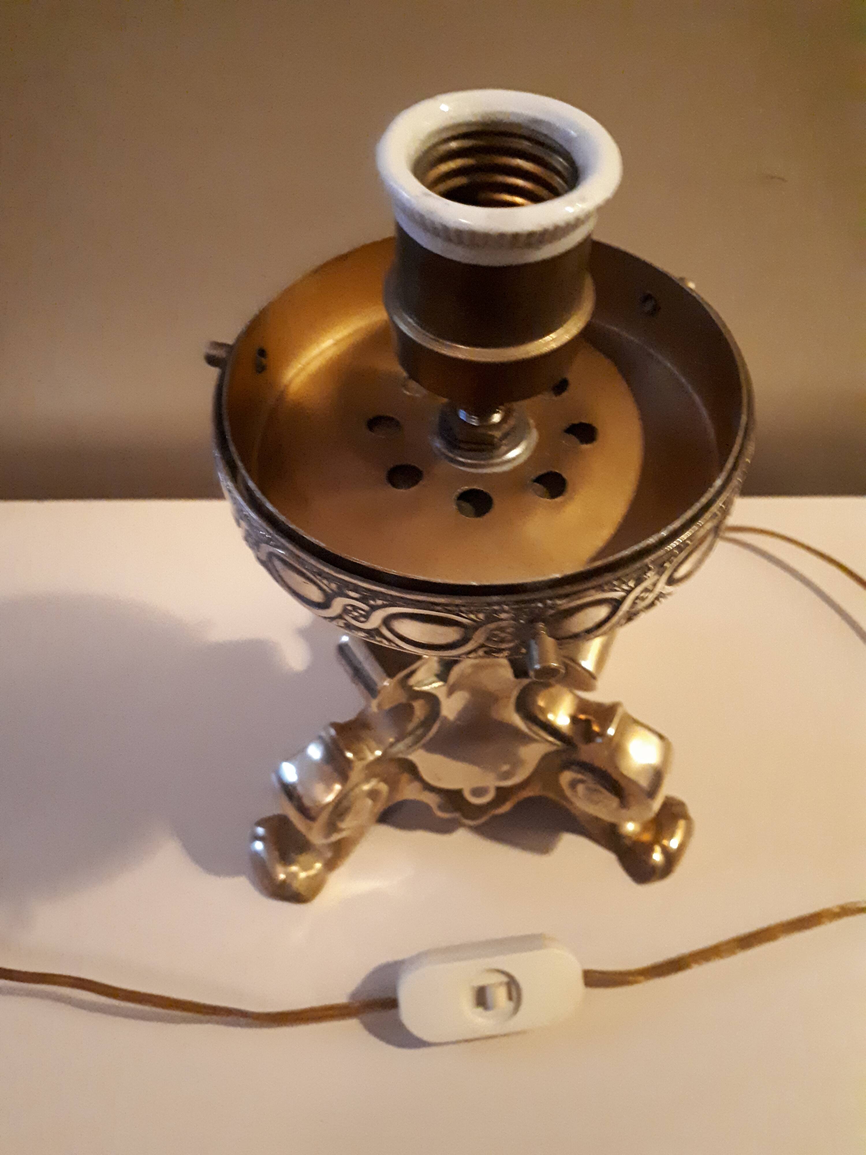 Lampe ananas verre et bronze