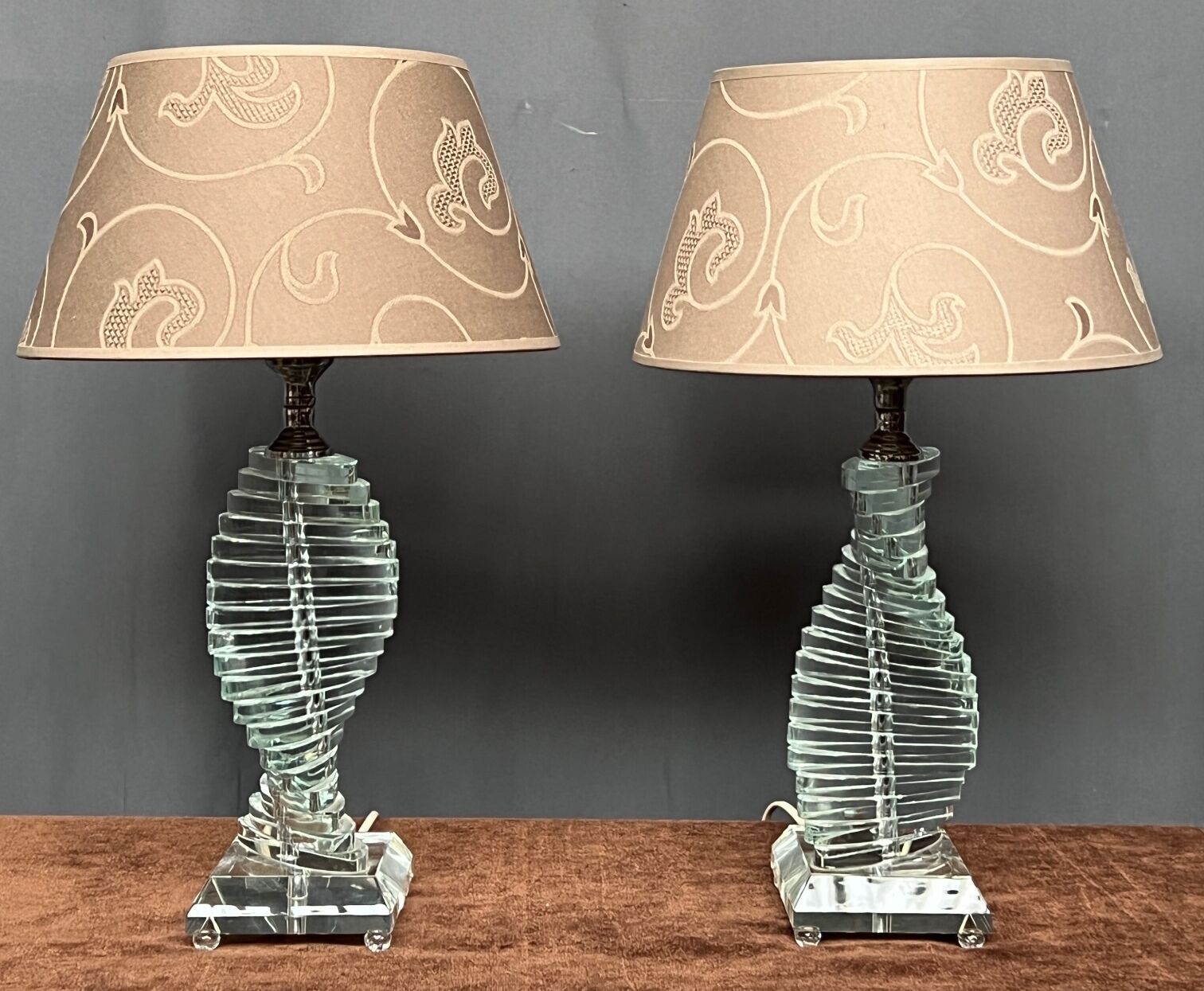 Pair of lamps, massive crystal
