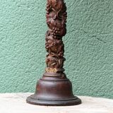 Carved wooden lamp, Corinthian column, 17th century