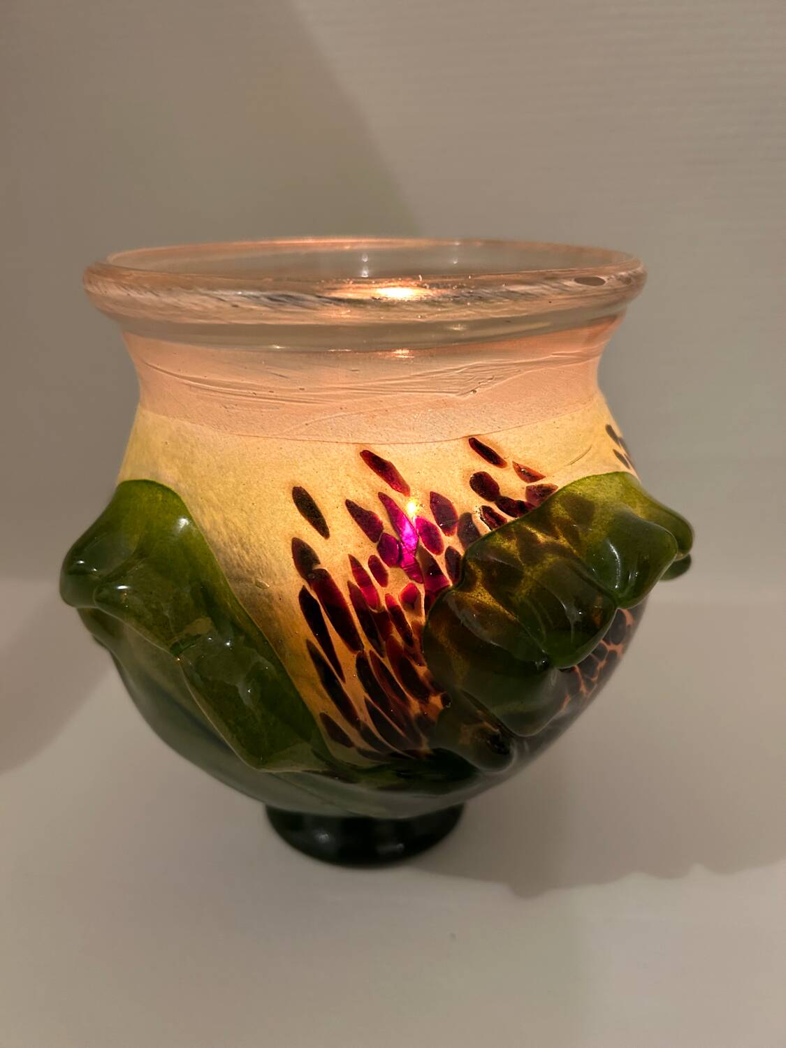 Patrick Lepage blown glass candle holder