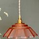 suspension vintage Art Deco lampshade in frosted pink glass